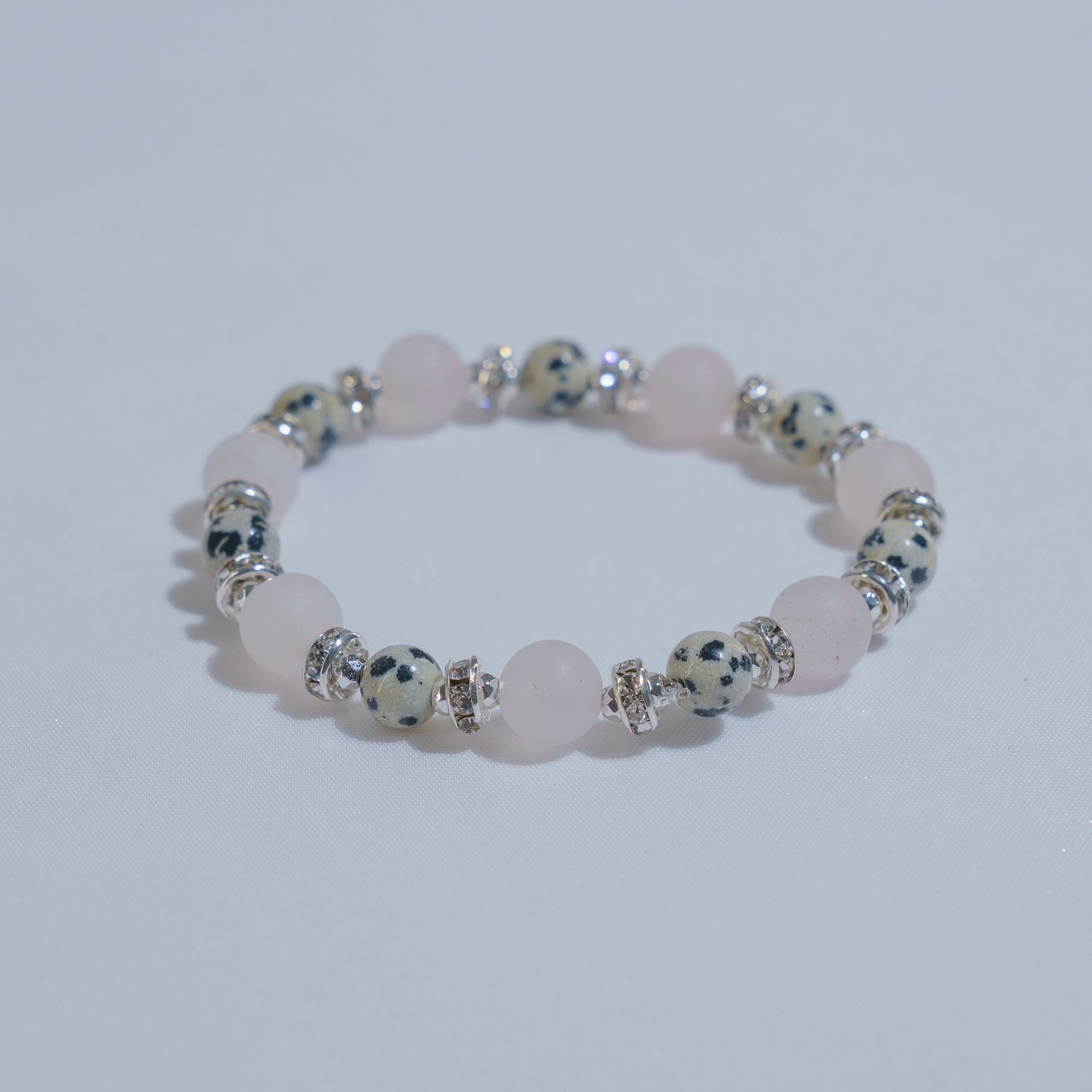 Joy Bracelet (Rose Quartz + Dalmation Jasper)